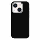 For iPhone 14 Skin Feel Fine Leather Texture Metal Lens Frame MagSafe Phone Case(Black) - 1