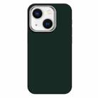 For iPhone 14 Skin Feel Fine Leather Texture Metal Lens Frame MagSafe Phone Case(Green) - 1