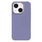 For iPhone 14 Skin Feel Fine Leather Texture Metal Lens Frame MagSafe Phone Case(Light Purple) - 1