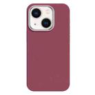 For iPhone 14 Skin Feel Fine Leather Texture Metal Lens Frame MagSafe Phone Case(Rose Red) - 1