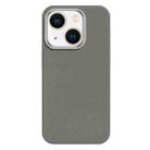 For iPhone 14 Skin Feel Fine Leather Texture Metal Lens Frame MagSafe Phone Case(Light Gray) - 1