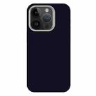 For iPhone 14 Pro Skin Feel Fine Leather Texture Metal Lens Frame MagSafe Phone Case(Navy Blue) - 1