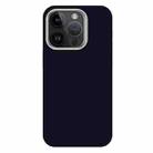 For iPhone 14 Pro Max Skin Feel Fine Leather Texture Metal Lens Frame MagSafe Phone Case(Navy Blue) - 1