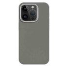 For iPhone 14 Pro Max Skin Feel Fine Leather Texture Metal Lens Frame MagSafe Phone Case(Light Gray) - 1