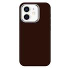 For iPhone 12 Skin Feel Fine Leather Texture Metal Lens Frame MagSafe Phone Case(Coffee Brown) - 1