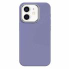 For iPhone 12 Skin Feel Fine Leather Texture Metal Lens Frame MagSafe Phone Case(Light Purple) - 1