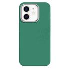 For iPhone 12 Skin Feel Fine Leather Texture Metal Lens Frame MagSafe Phone Case(Grass Green) - 1