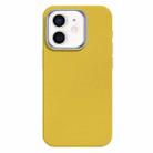 For iPhone 12 Skin Feel Fine Leather Texture Metal Lens Frame MagSafe Phone Case(Bright Yellow) - 1