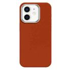 For iPhone 12 Skin Feel Fine Leather Texture Metal Lens Frame MagSafe Phone Case(Orange) - 1