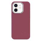 For iPhone 12 Skin Feel Fine Leather Texture Metal Lens Frame MagSafe Phone Case(Rose Red) - 1