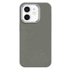 For iPhone 12 Skin Feel Fine Leather Texture Metal Lens Frame MagSafe Phone Case(Light Gray) - 1