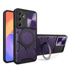 For Samsung Galaxy M35 CD Texture Sliding Camshield Magnetic Holder Phone Case(Purple) - 1