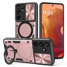 For Samsung Galaxy M16 5G CD Texture Sliding Camshield Magnetic Holder Phone Case(Pink) - 1