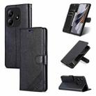 For Redmi Note 14 5G AZNS Sheepskin Texture Flip Leather Phone Case(Black) - 1