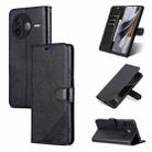 For Redmi K80 AZNS Sheepskin Texture Flip Leather Phone Case(Black) - 1