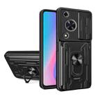 For Huawei nova Y72 Sliding Camshield TPU+PC Phone Case with Card Slot(Black) - 1