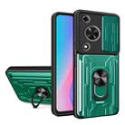 For Huawei nova Y72 Sliding Camshield TPU+PC Phone Case with Card Slot(Dark Green) - 1