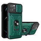 For Huawei Nova Y61 4G Global Sliding Camshield TPU+PC Phone Case with Card Slot(Dark Green) - 1