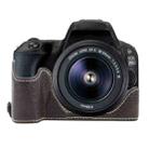 For Canon EOS 200D II / 200D Buffalo Texture PU Leather Camera Half Case Base(Dark Coffee) - 1