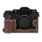 For FUJIFILM X-T5 Glossy PU Leather Camera Half Case Base(Coffee) - 1