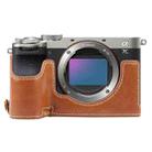 For Sony ILCE-7CM2 / Alpha 7C II Glossy PU Leather Camera Half Case Base(Brown) - 1