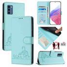 For Nokia C300 Cat Rat Embossed RFID Leather Phone Case with Lanyard(Mint Green) - 1