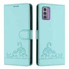 For Nokia G42 / G310 Cat Rat Embossed RFID Leather Phone Case with Lanyard(Mint Green) - 2