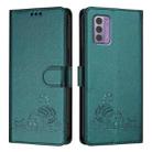 For Nokia G42 / G310 Cat Rat Embossed RFID Leather Phone Case with Lanyard(Peacock Green) - 2