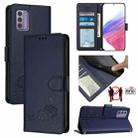 For Nokia G42 / G310 Cat Rat Embossed RFID Leather Phone Case with Lanyard(Blue) - 1