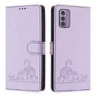 For Nokia G42 / G310 Cat Rat Embossed RFID Leather Phone Case with Lanyard(Purple) - 2