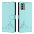 For Nokia G400 Cat Rat Embossed RFID Leather Phone Case with Lanyard(Mint Green) - 2