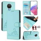 For Nokia G20 / G10 Cat Rat Embossed RFID Leather Phone Case with Lanyard(Mint Green) - 1