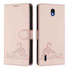 For Nokia C01 Plus / C1 2nd Edition Cat Rat Embossed RFID Leather Phone Case with Lanyard(Pink) - 2
