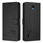 For Nokia C01 Plus / C1 2nd Edition Cat Rat Embossed RFID Leather Phone Case with Lanyard(Black) - 2