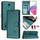 For Nokia C01 Plus / C1 2nd Edition Cat Rat Embossed RFID Leather Phone Case with Lanyard(Peacock Green) - 1