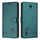 For Nokia C01 Plus / C1 2nd Edition Cat Rat Embossed RFID Leather Phone Case with Lanyard(Peacock Green) - 2