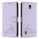 For Nokia C01 Plus / C1 2nd Edition Cat Rat Embossed RFID Leather Phone Case with Lanyard(Purple) - 2