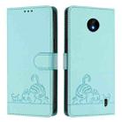 For Nokia C10 / C20 Cat Rat Embossed RFID Leather Phone Case with Lanyard(Mint Green) - 2