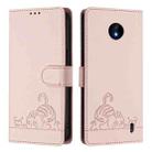 For Nokia C10 / C20 Cat Rat Embossed RFID Leather Phone Case with Lanyard(Pink) - 2