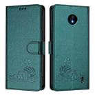 For Nokia C10 / C20 Cat Rat Embossed RFID Leather Phone Case with Lanyard(Peacock Green) - 2