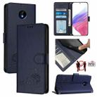 For Nokia C10 / C20 Cat Rat Embossed RFID Leather Phone Case with Lanyard(Blue) - 1