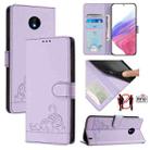 For Nokia C10 / C20 Cat Rat Embossed RFID Leather Phone Case with Lanyard(Purple) - 1