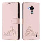 For Nokia C30 Cat Rat Embossed RFID Leather Phone Case with Lanyard(Pink) - 2