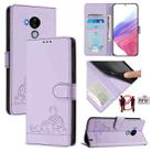 For Nokia C30 Cat Rat Embossed RFID Leather Phone Case with Lanyard(Purple) - 1