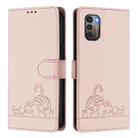 For Nokia G21 / G11 Cat Rat Embossed RFID Leather Phone Case with Lanyard(Pink) - 2