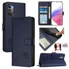 For Nokia G21 / G11 Cat Rat Embossed RFID Leather Phone Case with Lanyard(Blue) - 1
