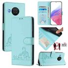 For Nokia X20 / X10 Cat Rat Embossed RFID Leather Phone Case with Lanyard(Mint Green) - 1