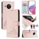 For Nokia X20 / X10 Cat Rat Embossed RFID Leather Phone Case with Lanyard(Pink) - 1