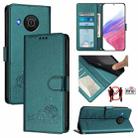 For Nokia X20 / X10 Cat Rat Embossed RFID Leather Phone Case with Lanyard(Peacock Green) - 1