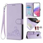 For Nokia X20 / X10 Cat Rat Embossed RFID Leather Phone Case with Lanyard(Purple) - 1